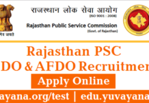 Rajasthan PSC FDO, AFDO Recruitment 2019 Rajasthan FDO AFDO Vacancy 2019